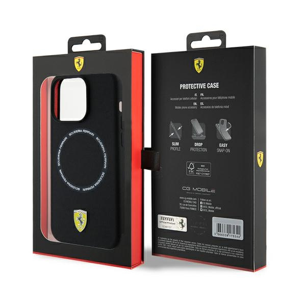 Etui Ferrari FEHMP15XSBAK iPhone 15 Pro Max 6.7" czarny/black hardcase Printed Ring MagSafe Case