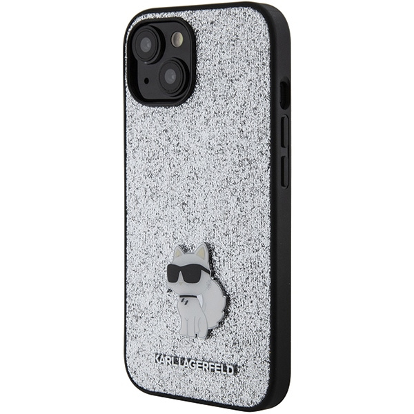 Etui Karl Lagerfeld KLHCP15SGCNPSG iPhone 15 6.1" srebrny/silver hardcase Fixed Glitter Choupette Logo Metal Pin