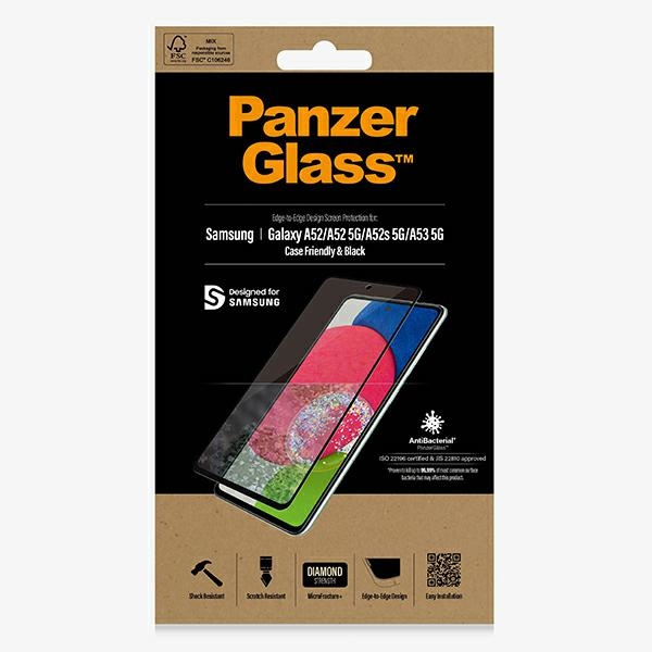 PanzerGlass E2E Microfracture Sam A52 /A52 5G/A53 5G Case Friendly AntiBacterial czarny/black