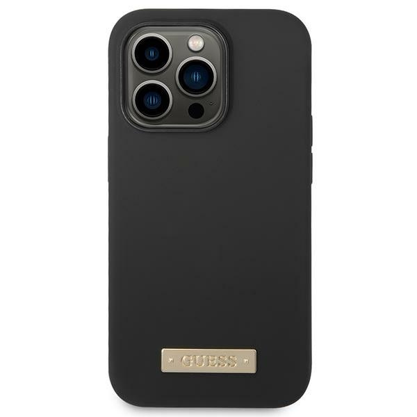 Etui GUESS Apple iPhone 14 Pro Silicone Logo Plate MagSafe Czarny Hardcase