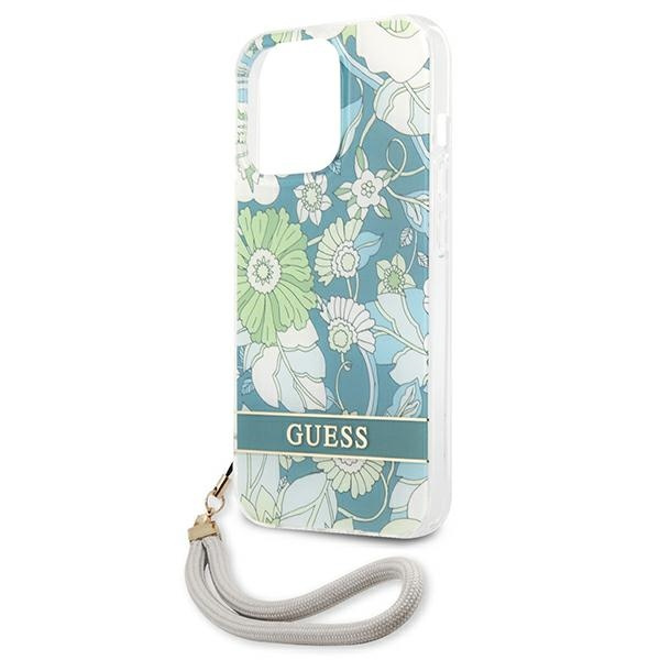 Etui GUESS Apple iPhone 13 13 Pro Flower Strap Zielony Hardcase