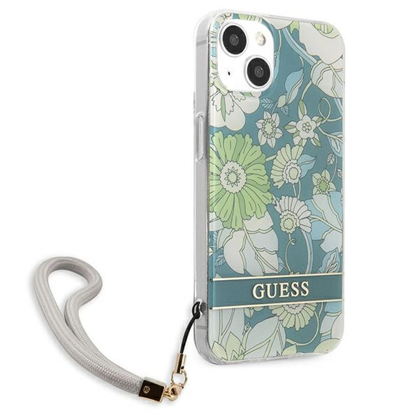 Etui GUESS Apple iPhone 13 Flower Strap Zielony Hardcase