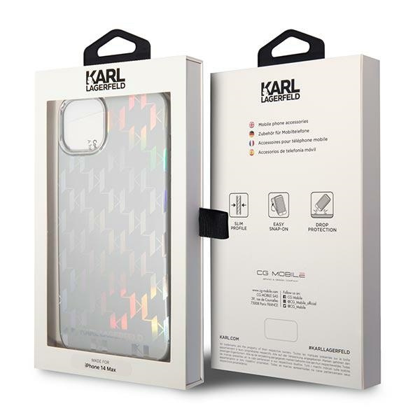 Etui KARL LAGERFELD Apple iPhone 14 Plus Monogram Iridescent Srebrny Hardcase