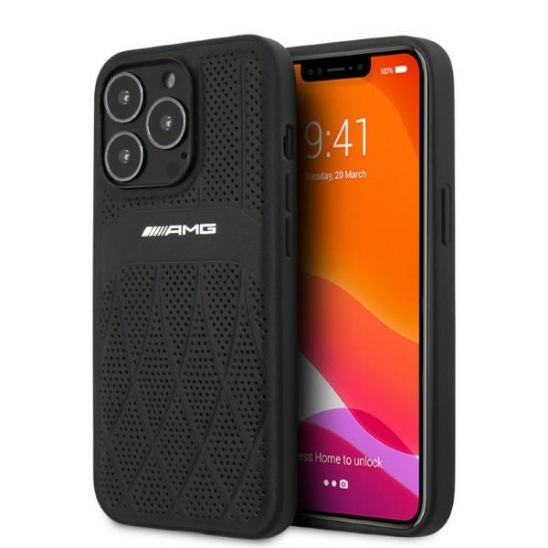 Etui AMG iPhone 13 Pro Max 6,7" czarny/black hardcase Leather Curved Lines
