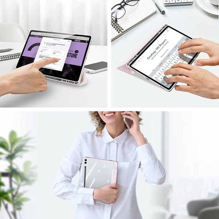Etui z klapką podstawką Dux Ducis Toby do Samsung Galaxy Tab S9 FE - różowe