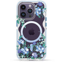 Etui Kingxbar Flora Series Magnetyczne Etui iPhone 14 Plus Magsafe Ozdobione Nadrukiem W Kwiaty Orchid Case