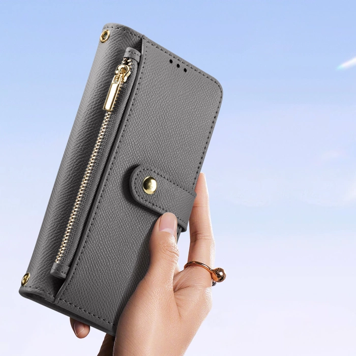 Etui skórzane Dux Ducis Lawa na iPhone 15 - szare