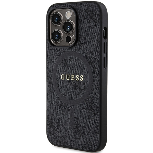 Etui Guess GUHMP14LG4GFRK iPhone 14 Pro 6.1" czarny/black hardcase 4G Collection Leather Metal Logo MagSafe Case