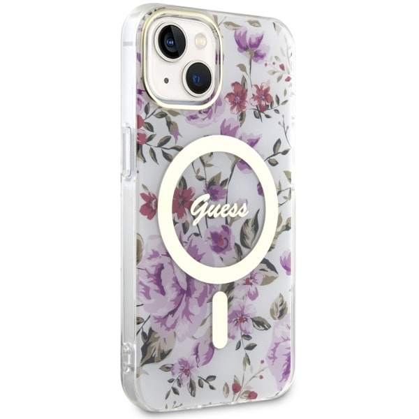 Etui Guess GUHMP14SHCFWST iPhone 14 6.1" transparent hardcase Flower MagSafe Case