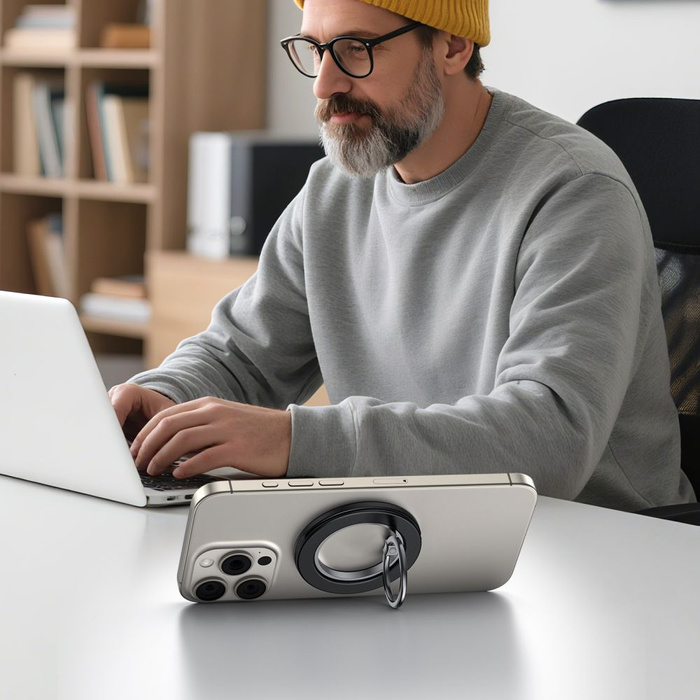 TECH-PROTECT MMR600 MAGNETIC MAGSAFE PHONE RING SATIN BLACK