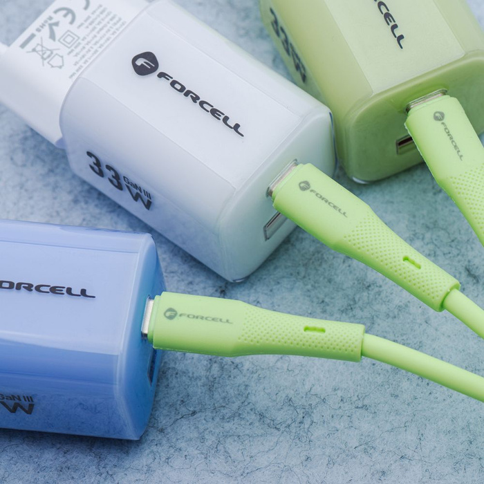 Kabel USB A do Micro USB Forcell F-Energy QC3.0 2,4A 18W Silicone 1 m C341 zielony