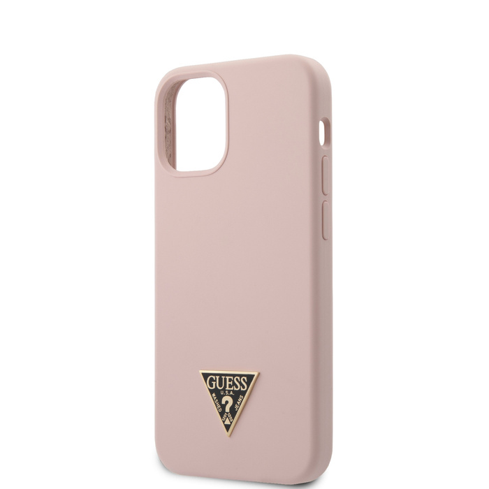 Etui GUESS Apple iPhone 12 Mini Silicone Triangle Logo Różowy Hardcase