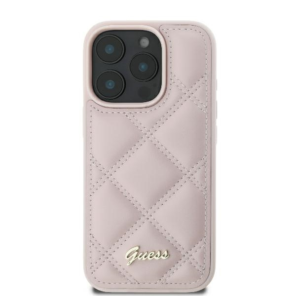 Etui Guess iPhone 16 Pro 6.3" różowy/pink hardcase Quilted Metal Logo