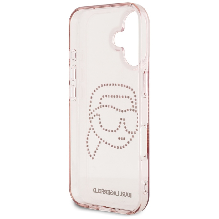 Etui Karl Lagerfeld IML Rhinestones Karl  Head do iPhone 16 różowy