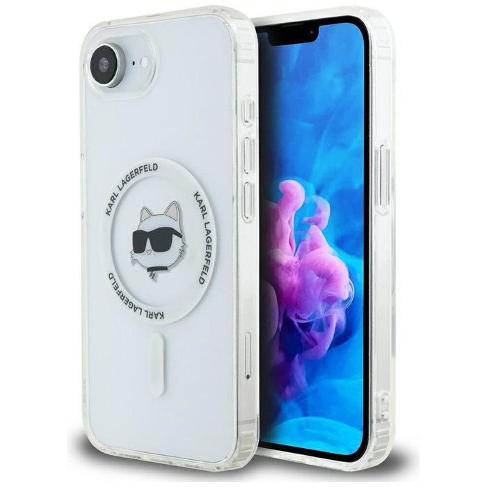 Etui Karl Lagerfeld IML Metal Choupette  Head MagSafe do iPhone 16e biały