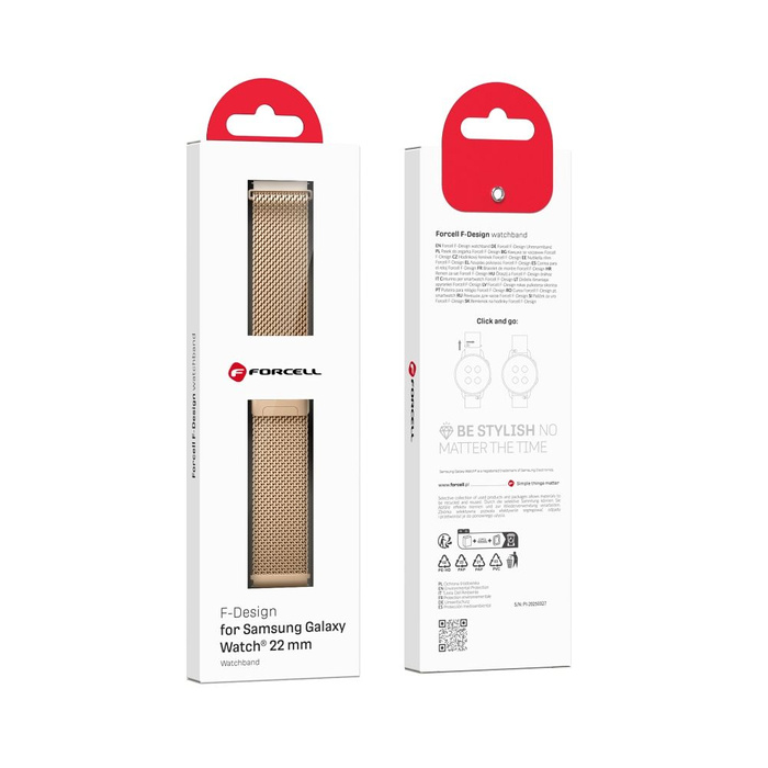 Pasek do Samsung Galaxy Watch Forcell F-Design FS10 magnetyczny stal 22 mm złoty