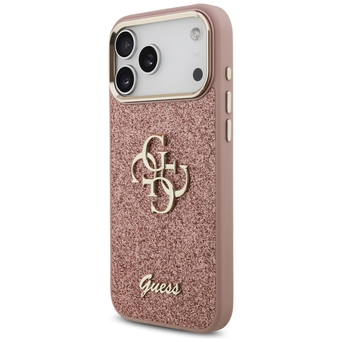 Etui Guess Fixed Glitter Big 4G Metal    Frame do iPhone 17 Pro Max różowy