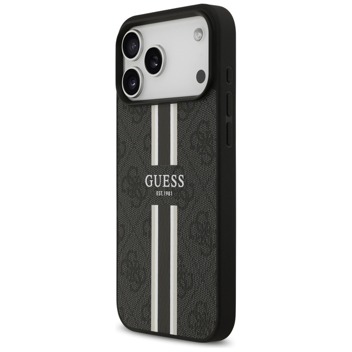 Etui Guess 4G Printed Stripes MagSafe do iPhone 17 Pro Max czarny