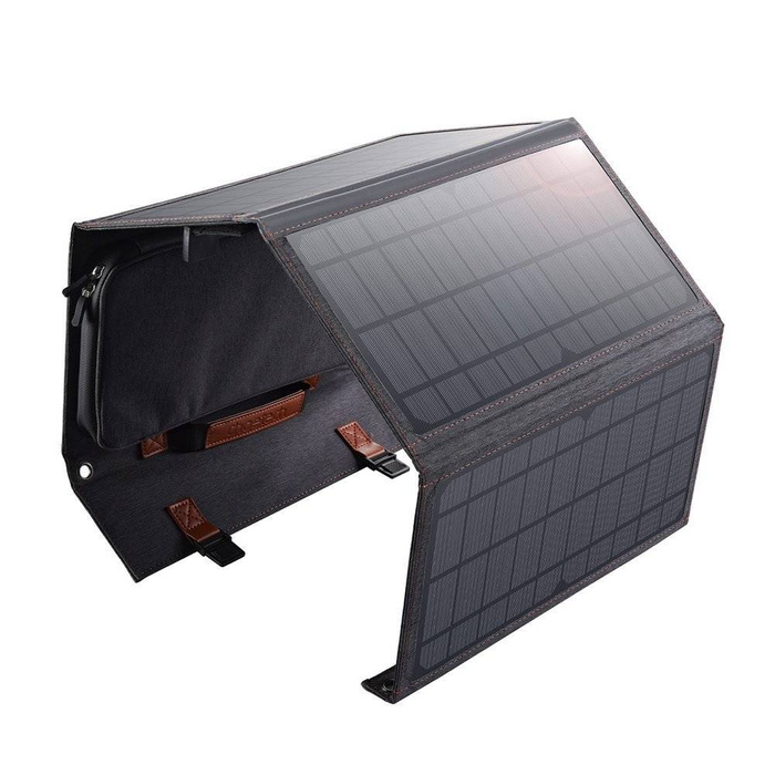 Choetech rozkładana ładowarka solarna słoneczna fotowoltaiczna 36W Quick Charge Power Delivery USB / USB Typ C (94 x 36 cm) szary (SC006)