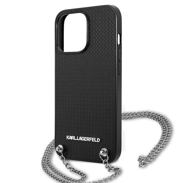 Karl Lagerfeld KLHCP13LPMK iPhone 13 Pro 6,1" hardcase czarny/black Leather Textured and Chain
