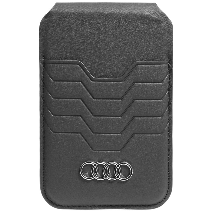 Audi Leather Wallet Card Slot Stand czarny/black MagSafe AU-MSCH-GT/D3-BK