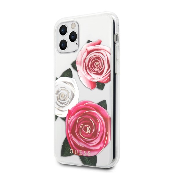 Etui Guess Guhcn58rostrt iPhone 11 Pro Transparent Hardcase Flower Desire Pink & White Rose Case