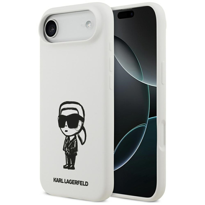 Etui Karl Lagerfeld Silicone Karl Sketch & Logo MagSafe do iPhone 17 Air biały