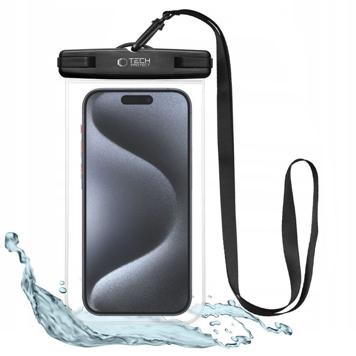 Etui TECH-PROTECT Universal Waterproof Case Black/ Clear Case