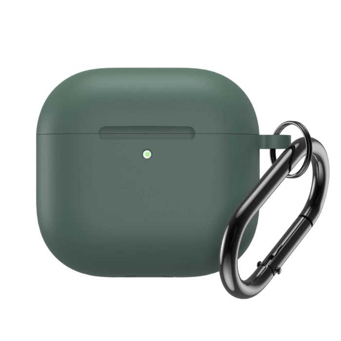 Etui silikonowe na Airpods 4 z karabińczykiem - zielone
