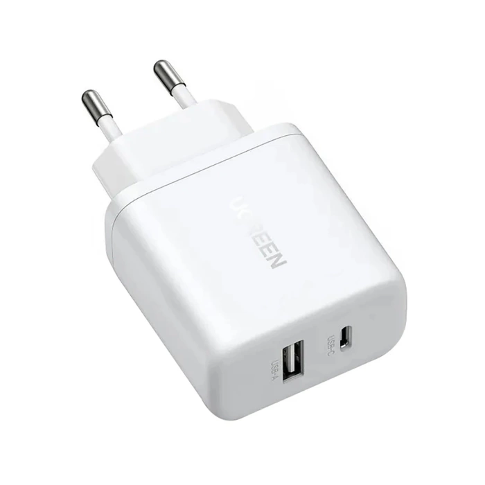 Ładowarka sieciowa Ugreen X227 20W GaN 1x USB-A 1x USB-C - biała