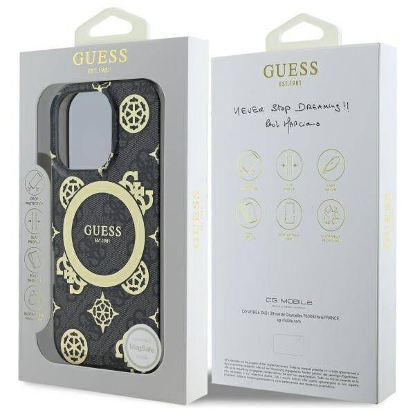 Etui Guess iPhone 16 Pro Max  6.9" czarny/black hardcase IML Peony On 4G Background MagSafe