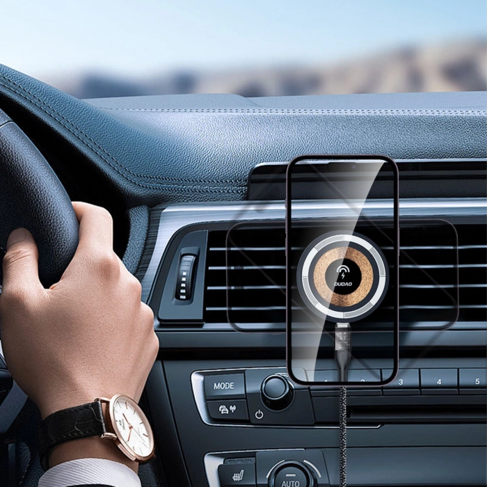 Uchwyt magnetyczny z ładowarką indukcyjną MagSafe na kokpit 15W Dudao F12MAX+ - czarna