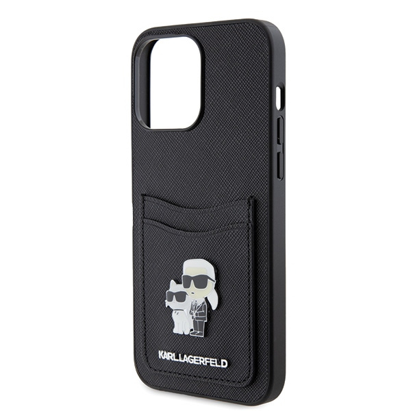 Etui Karl Lagerfeld KLHCP15XSAPKCNPK iPhone 15 Pro Max 6.7" czarny/black hardcase Saffiano Cardslot KC Metal Pin Case