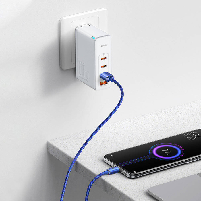 Baseus Crystal Shine Series kabel przewód USB do szybkiego ładowania i transferu danych USB Typ A - USB Typ C 100W 1,2m niebieski (CAJY000403)