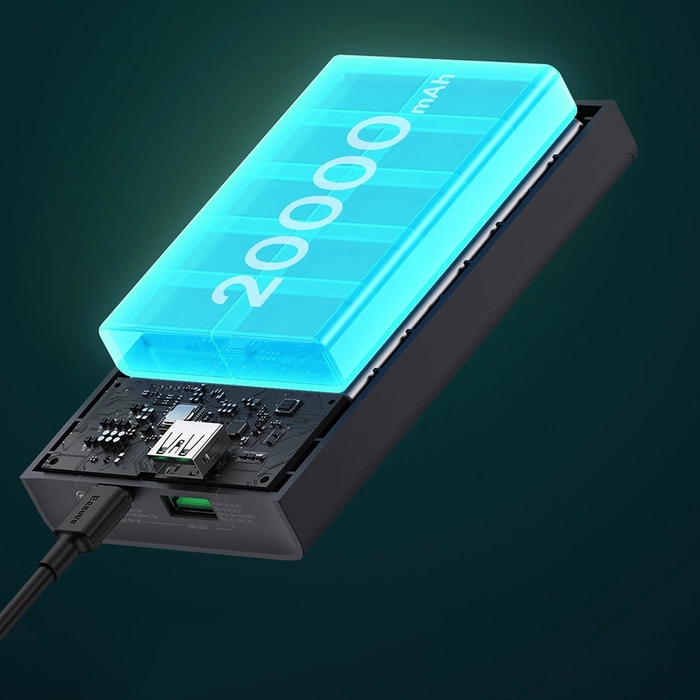 Baseus Adaman2 powerbank z wyświetlaczem cyfrowym 20000mAh 30W 2 x USB / 1x USB Typ C Power Delivery Quick Charge SCP, Oppo Super VOOC czarny (PPAD050101)