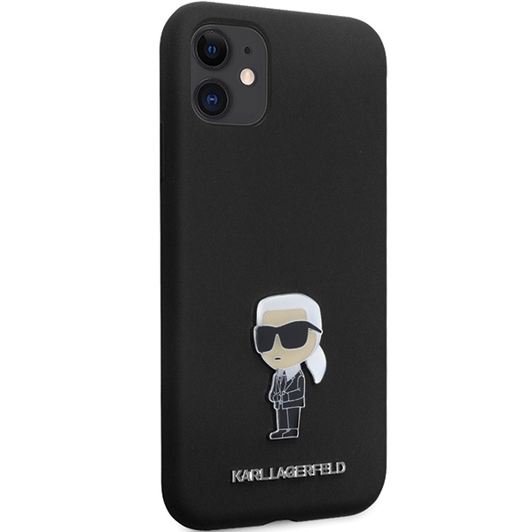 Etui Karl Lagerfeld KLHCN61SMHKNPK iPhone 11 / Xr 6.1" czarny/black Silicone Ikonik Metal Pin