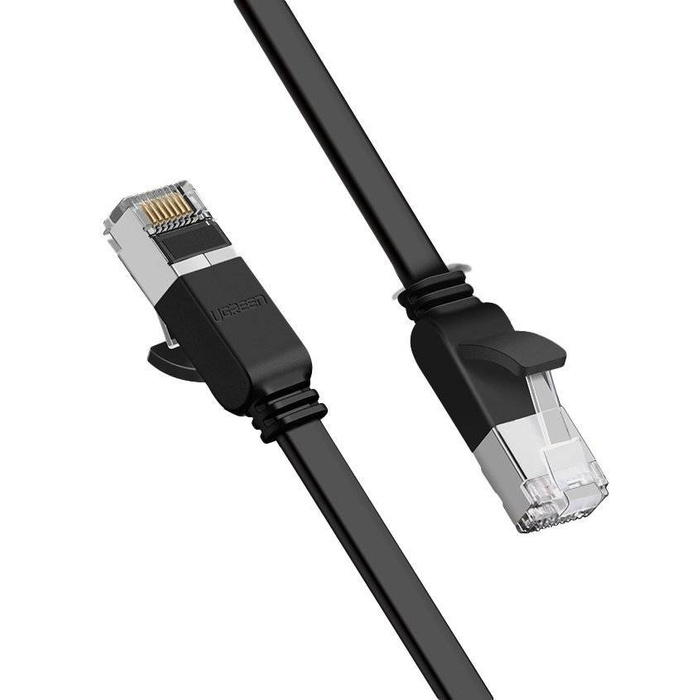 Ugreen płaski kabel przewód internetowy sieciowy Ethernet patchcord RJ45 Cat 6 UTP 1000 Mbps 3 m czarny (NW101 50186)
