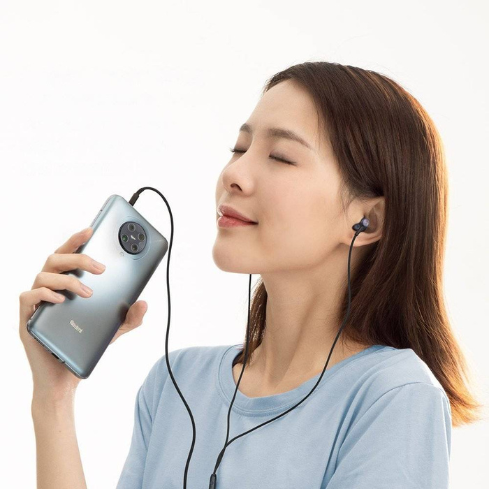 Baseus Encok H19 przewodowe douszne słuchawki 3,5 mm mini jack z pilotem i mikrofonem niebieski (NGH19-01)