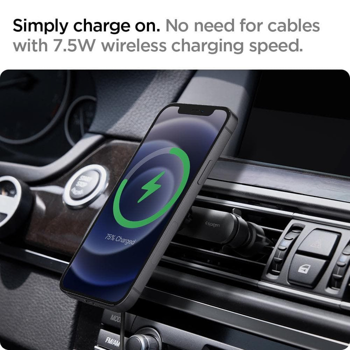 Spigen Its12 W Onetap Magnetic Magsafe Vent Car Charger 7.5 W Uchwyt Do Kratki Black