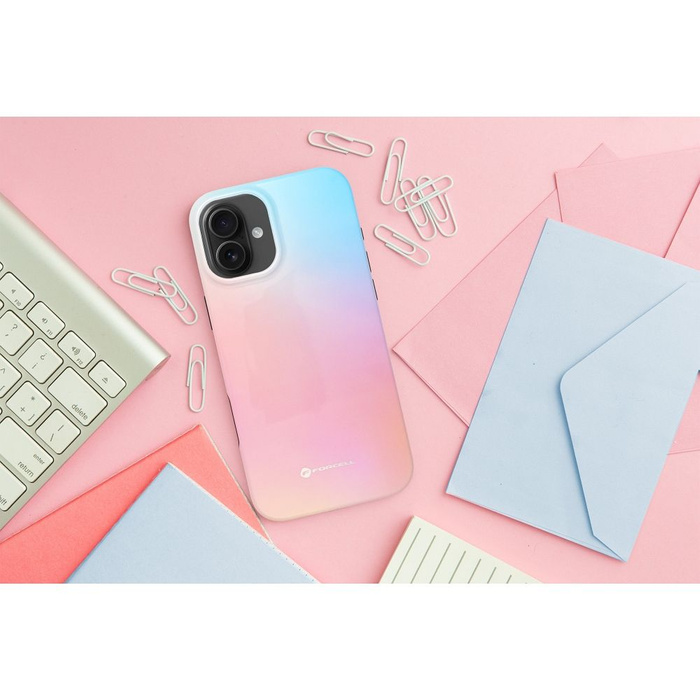 Etui na iPhone 16 PLUS Forcell F-Protect Mirage zgodny z MagSafe Military Drop-Test pinky blue