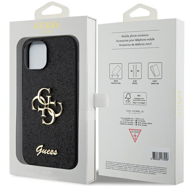 Etui Guess GUHCP15MHG4SGK iPhone 15 Plus 6.7" czarny/black hardcase Glitter Script Big 4G Case