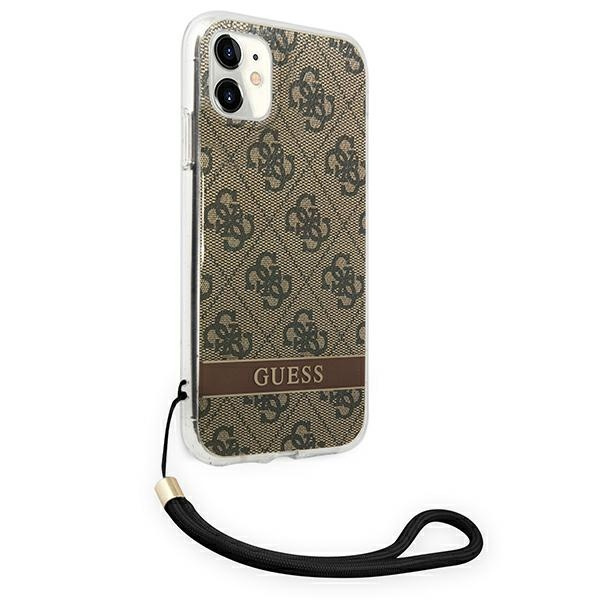 Etui GUESS Apple iPhone 11 4G Print Strap Brązowy Hardcase