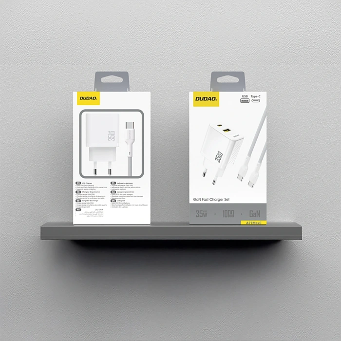 Ładowarka sieciowa Dudao A27MaxCEU PD QC 35W USB-A USB-C z kablem USB-C - biała