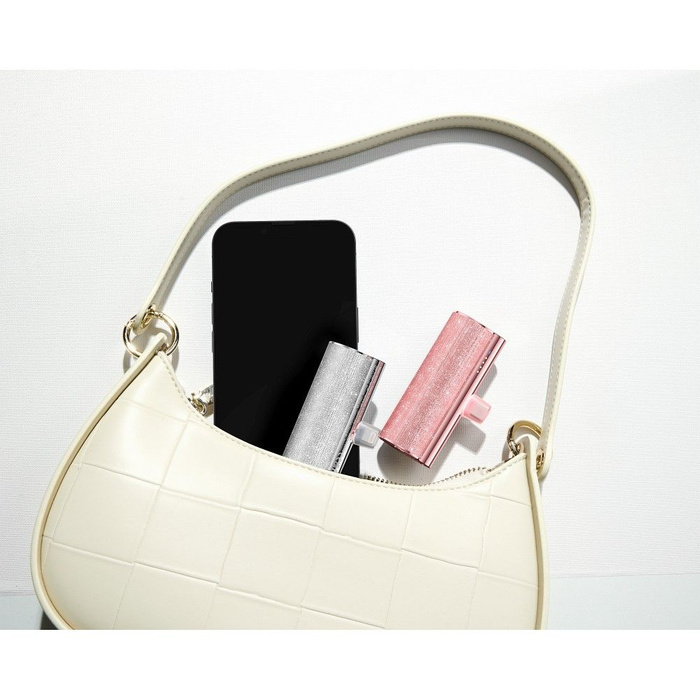 Powerbank Veger PlugOn (W0573P) PD QC3.0 2,4A 12W 5000 mAh z wbudowanym złączem Lightning rózowy