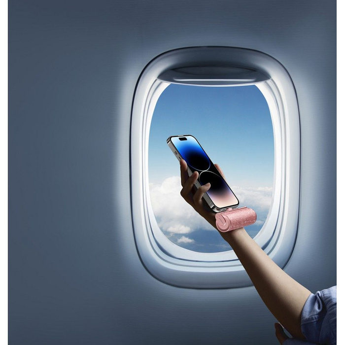 Powerbank Veger PlugOn (W0573) 5000 mAh z wbudowanym złączem USB C rózowy