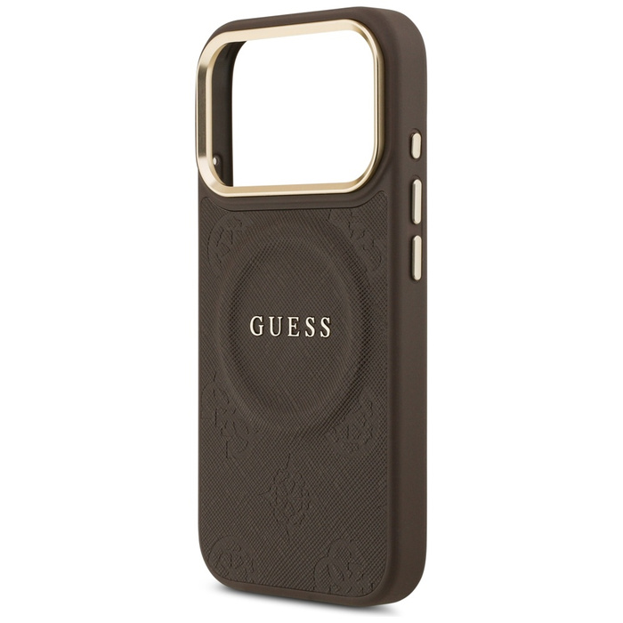 Etui Guess Peony Hot Stamp MagSafe do    iPhone 17 Pro brązowy
