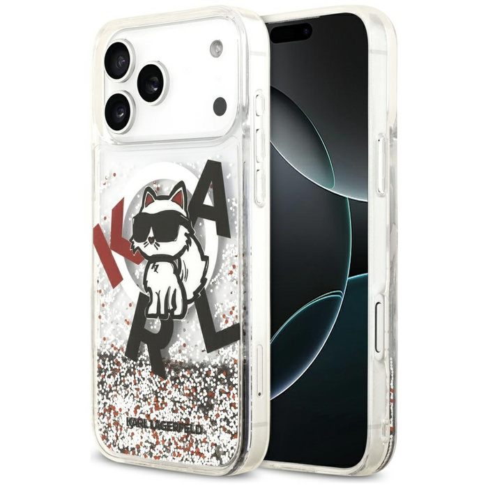 Etui Karl Lagerfeld Liquid Glitter       Choupette Logo MagSafe do iPhone 17 Pro Max przezroczysty