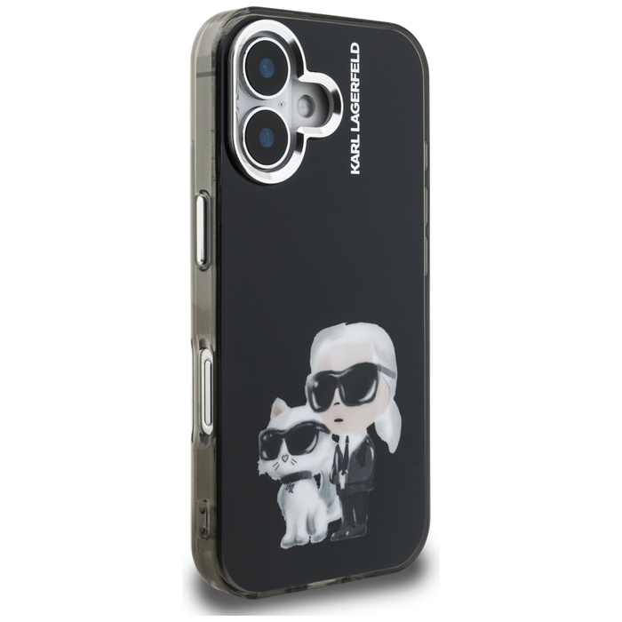 Etui Karl Lagerfeld IML Aquarelle Karl   & Choupette & Logo do iPhone 16 czarny