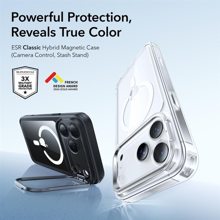 ESR CLASSIC HYBRID KICKSTAND MAGSAFE IPHONE 17 PRO MAX CLEAR/BLACK