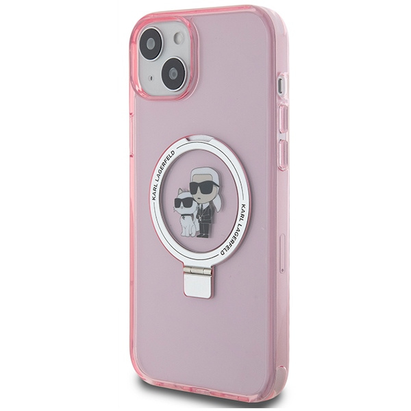 Etui Karl Lagerfeld KLHMP15SHMRSKCP iPhone 15 6.1" różowy/pink hardcase Ring Stand Karl&Choupettte MagSafe Case